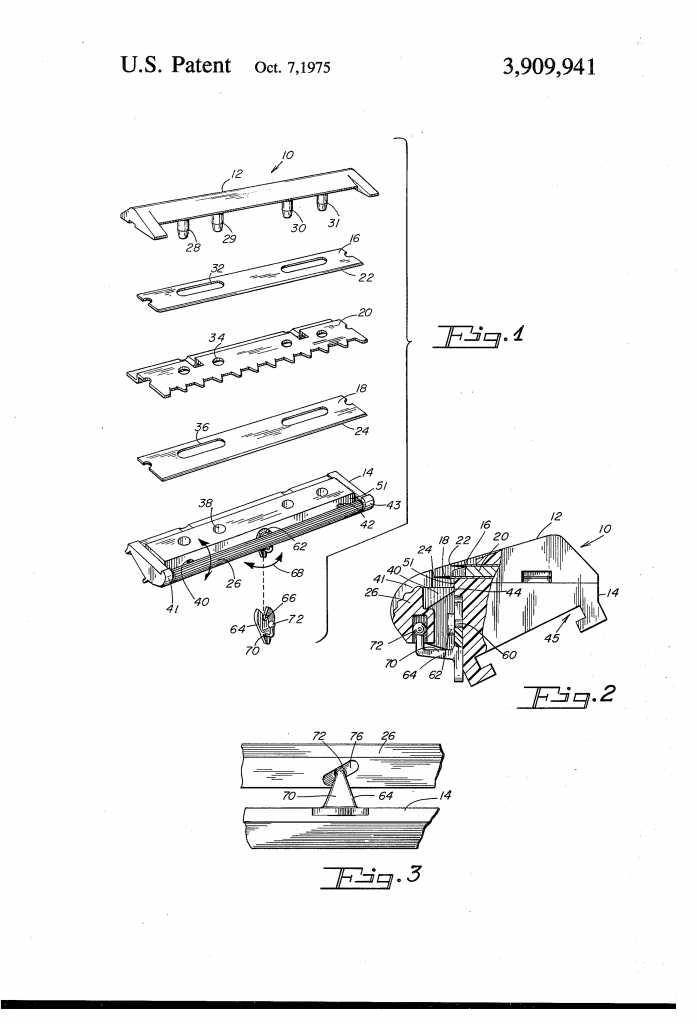 The adjustable safety razor of Peter Bowman and Ernest F Kiraly, US patent 3,909,941