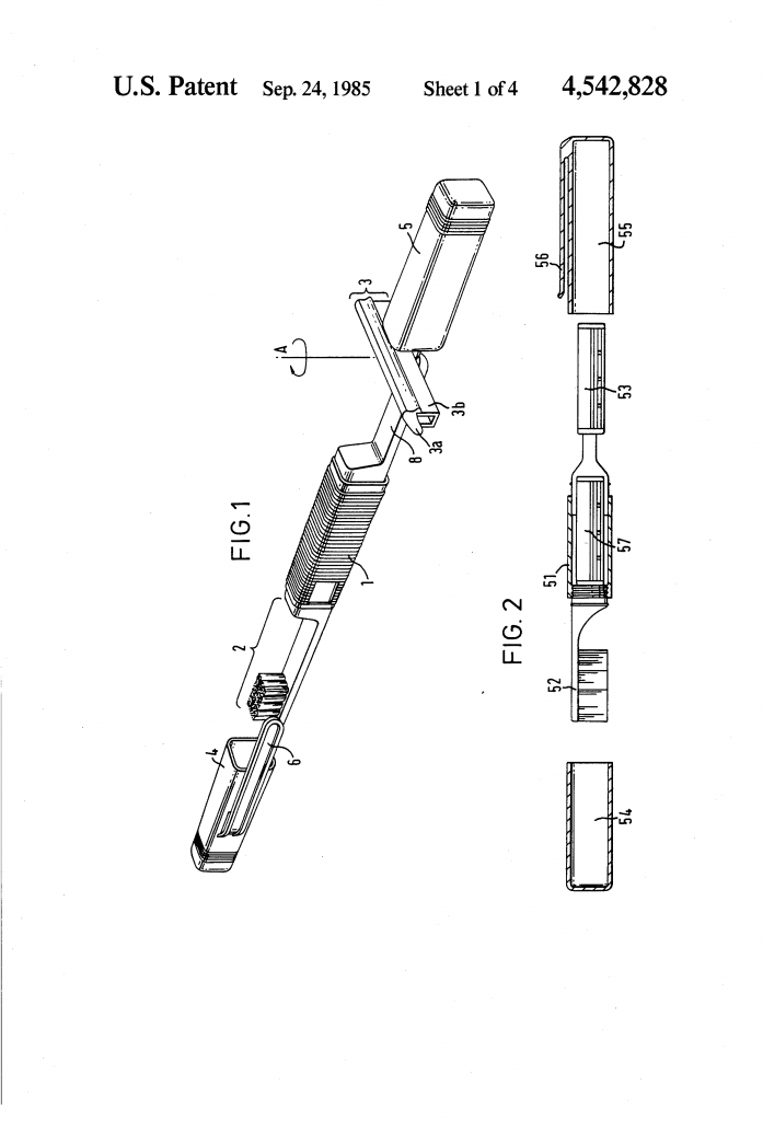 The hygiene implement as shown in US patent 4,542,828 - sheet one of four