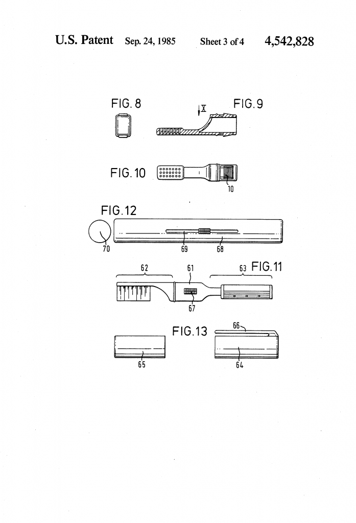 The hygiene implement as shown in US patent 4,542,828 - sheet three of four