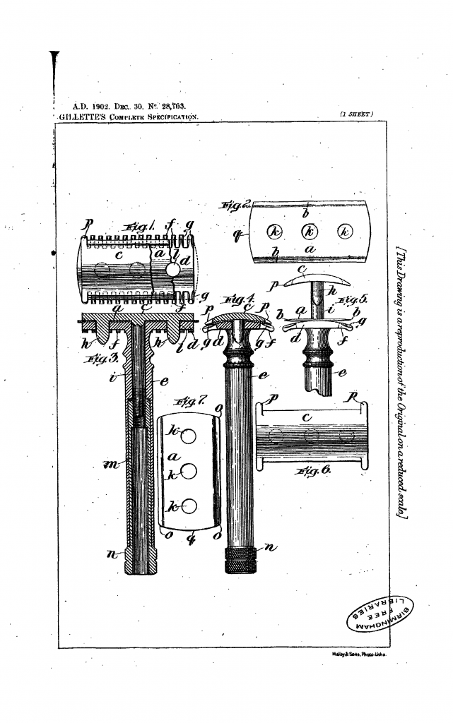 Patent drawing from Great British patent 1902-28763