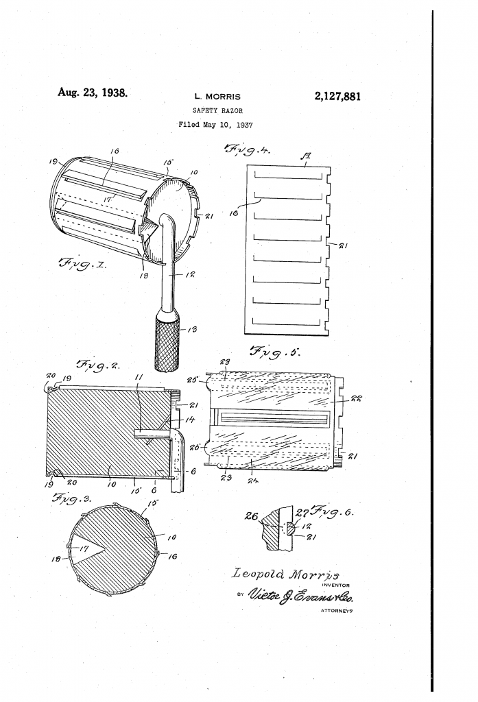 The revolving cartridge razor invented by Leopold Morris 