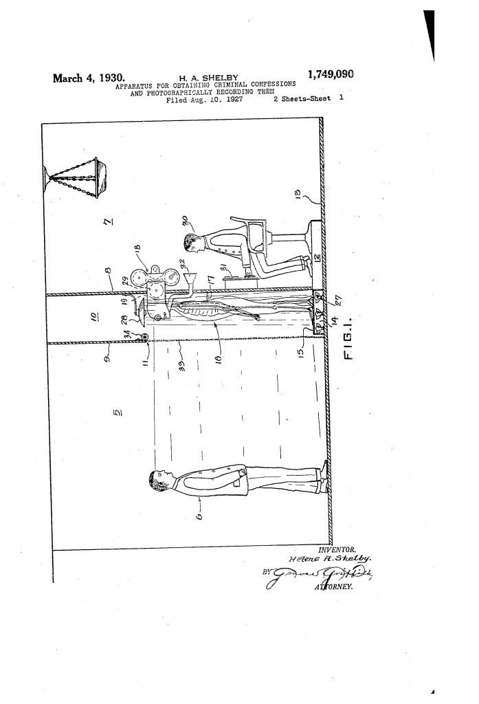 Sheet one of the patent drawings for the Crime Skeleton
