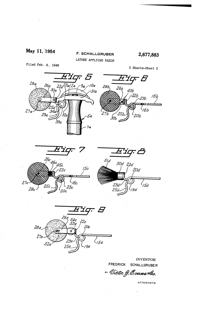Sheet two of the patent drawings for the lather applying razor