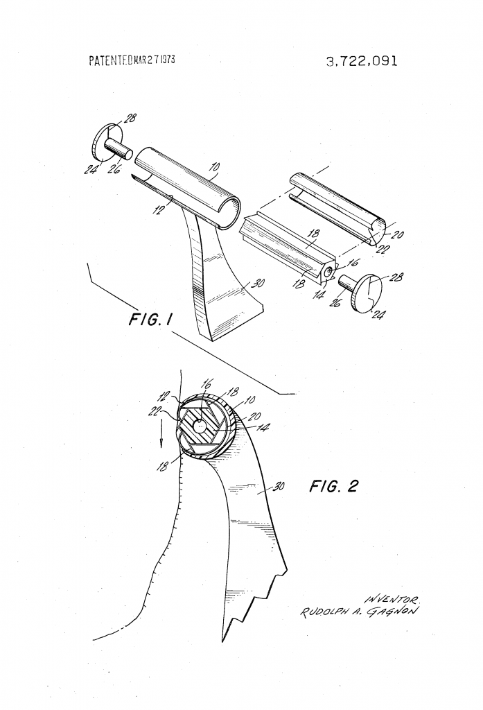 Patent drawing for a 1970's disposable safety rotary razor