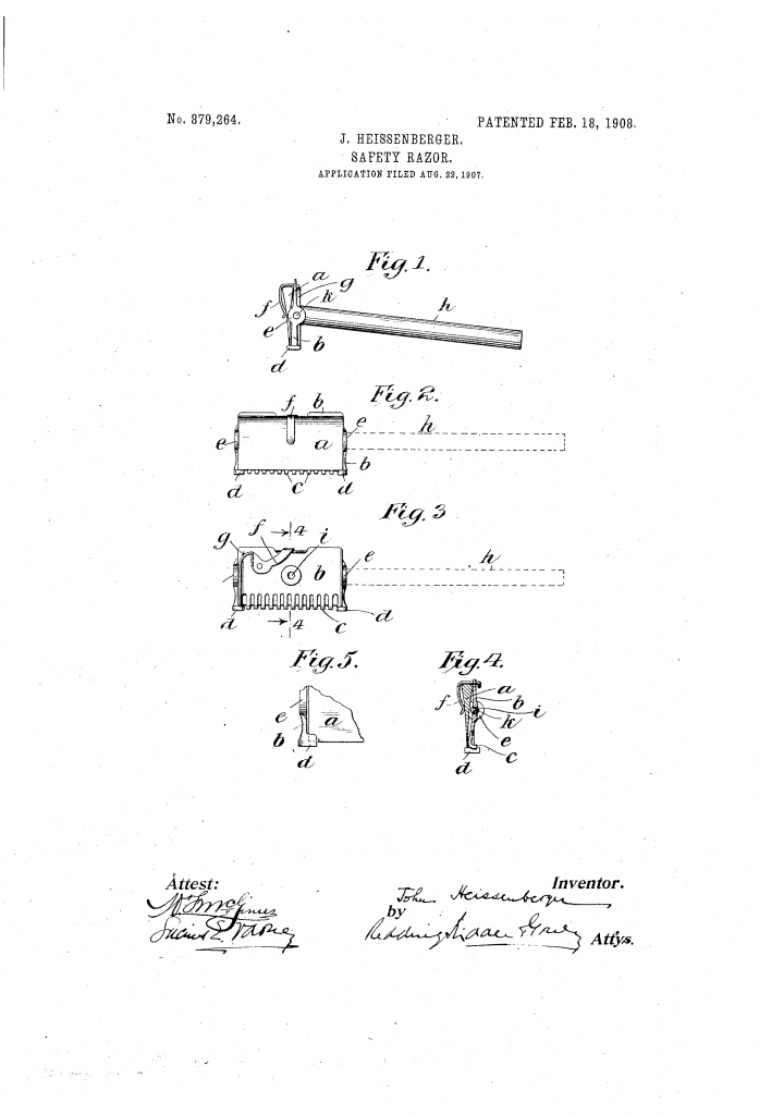 The first wedge razor invented by John Heissenberger