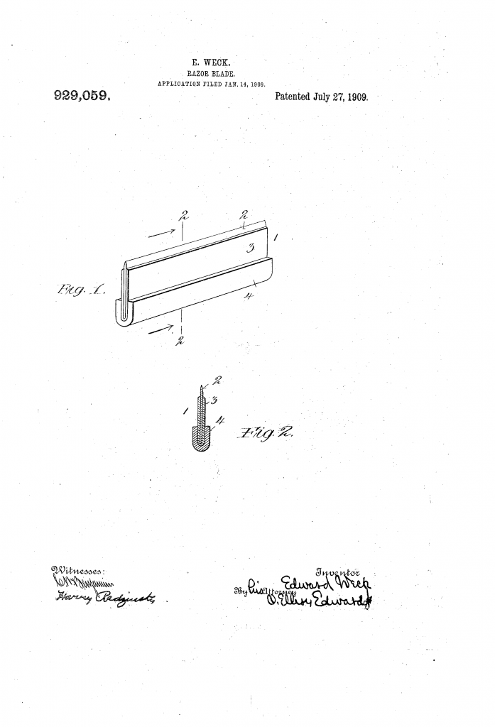 Patent drawing showing the blade for Weck's shavette system