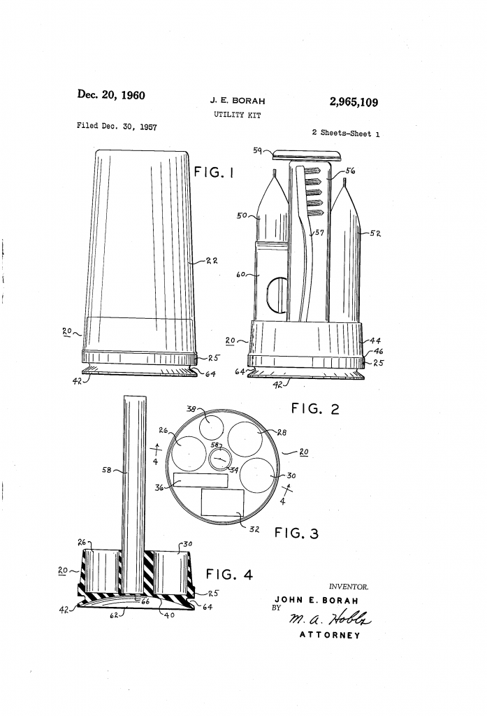 Patent drawing showing the utility kit, sheet one