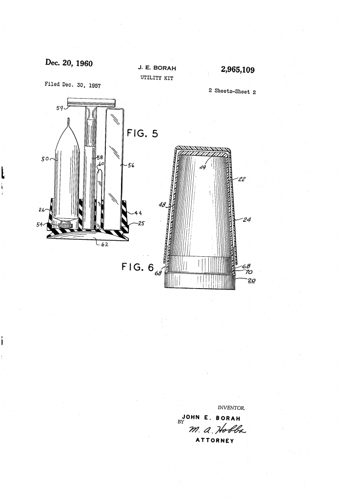 Patent drawing showing the utility kit, sheet two