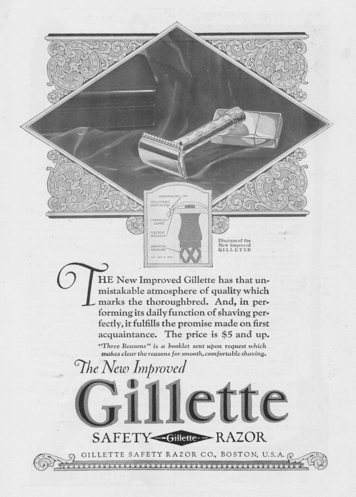 A new improved Gillette ad, likely from the early 1920s
