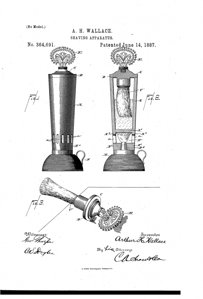 Patent drawing for Wallace's shaving apparatus