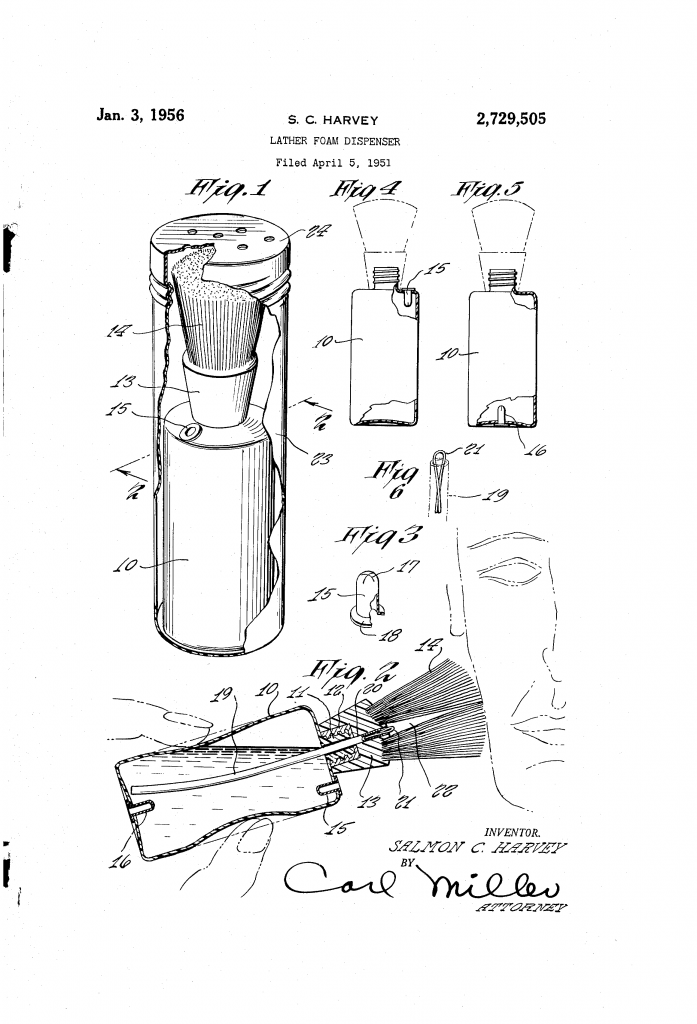 The lather foam dispenser, as shown in the patent drawing