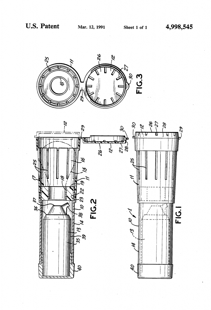 Portable shaving brush, as shown in the patent drawing for US patent 4,998,545