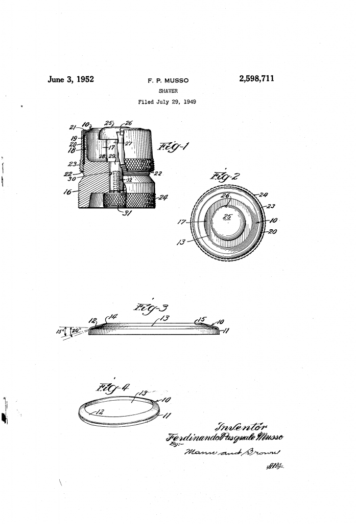 Patent drawing showing the cylindrical safety razor