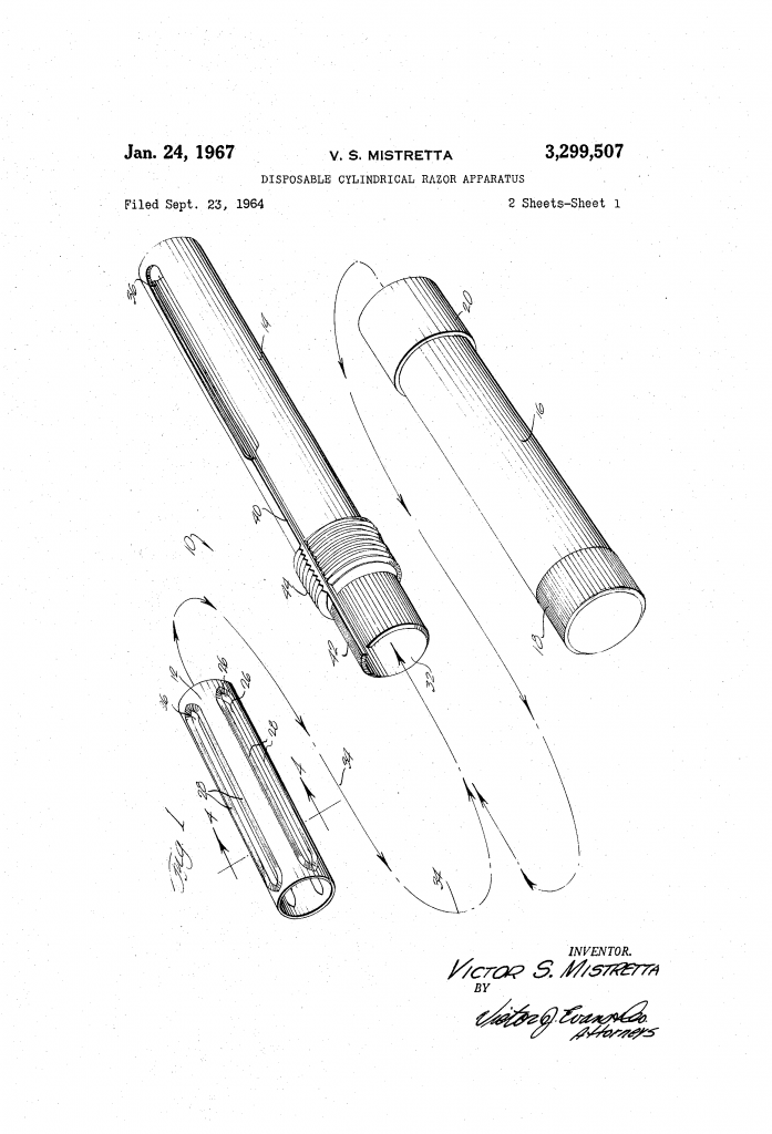 Disposable cylindrical razor apparatus, sheet one