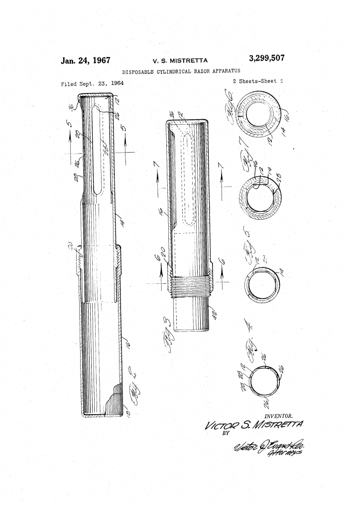 Disposable cylindrical razor apparatus, sheet two
