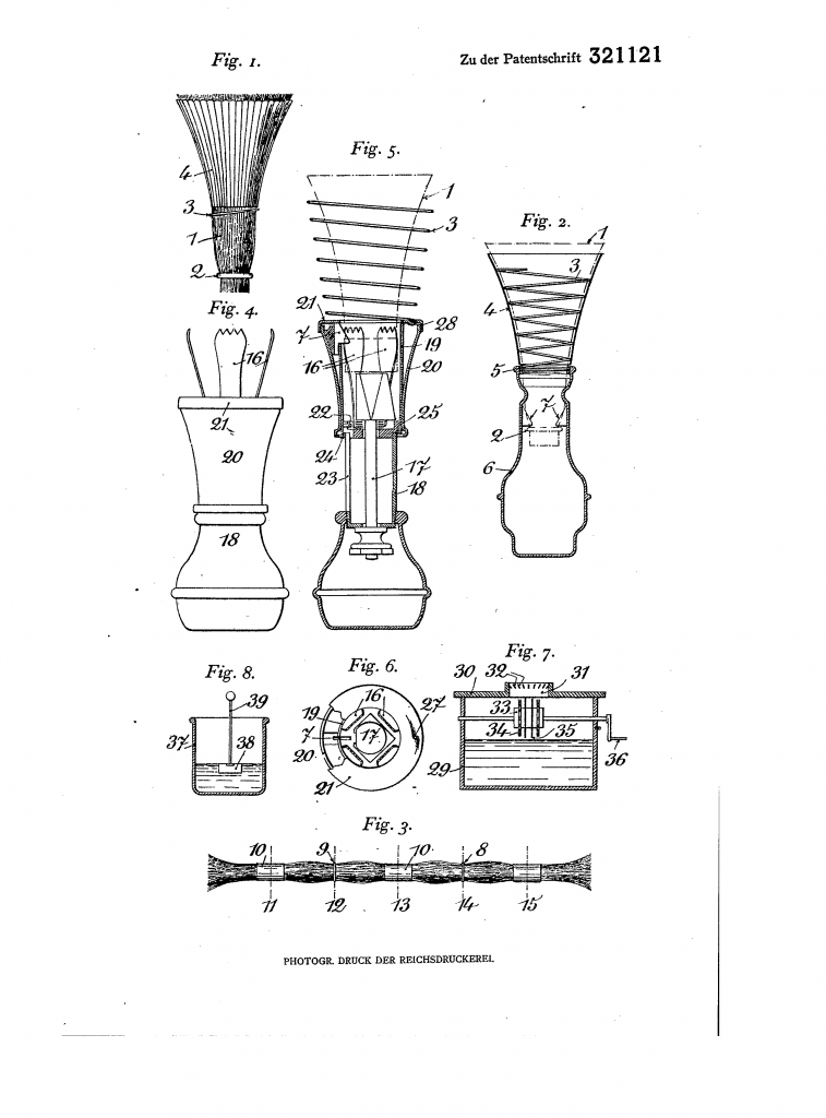 Patent drawing showing the shaving brush with exchangeable fiber pad.